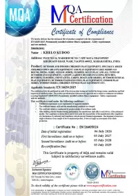 Certificate of Compliance – Permanently Installed Outdoor Fitness Equipment: Safety Requirements and Test Methods (EN 16630:2015)